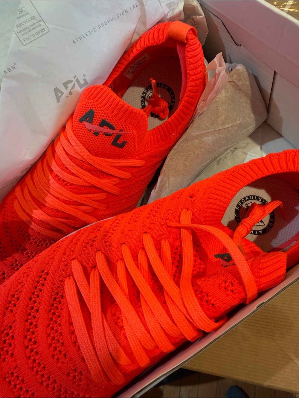 APL Women's Techknit Slip-On Sneaker in Neon Orange